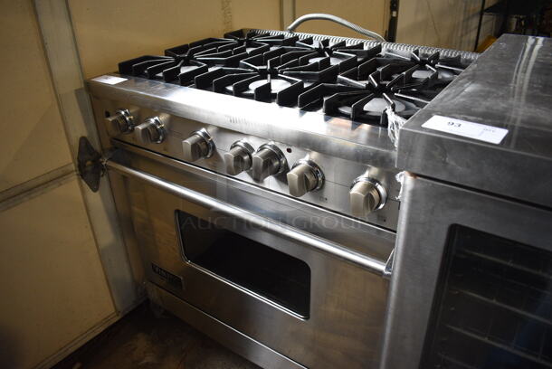 Viking Stainless Steel Commercial Natural Gas Powered 6 Burner Range w/ Oven. 30x29x36 - Image 3 of 7