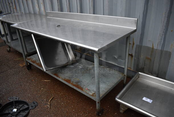Stainless Steel Table w/ Drawer, Back Splash and Metal Under Shelf. 72x30x39