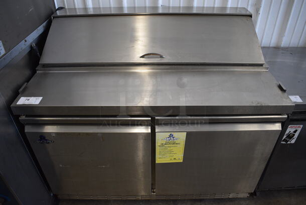 Ascend JSP-4812 Stainless Steel Commercial Sandwich Salad Prep Table Bain Marie on Commercial Casters. 115 Volts, 1 Phase. 48x30x44. Tested and Working!
