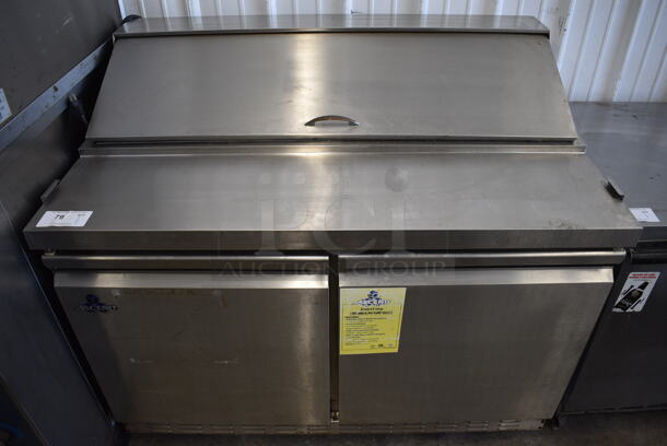 Ascend JSP-4812 Stainless Steel Commercial Sandwich Salad Prep Table Bain Marie on Commercial Casters. 115 Volts, 1 Phase. 48x30x44. Tested and Working! - Image 1 of 7