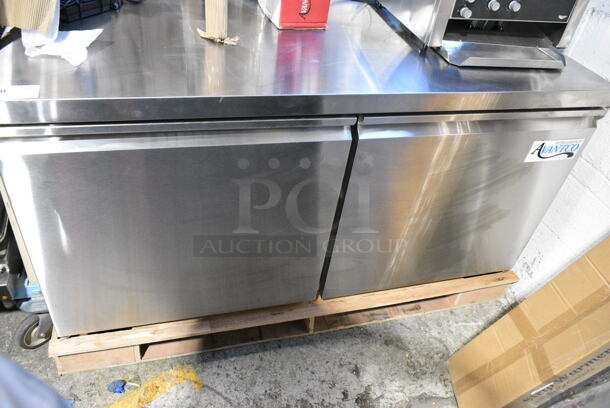BRAND NEW SCRATCH AND DENT! 2024 Avantco 178SSWT60RHC Stainless Steel Commercial 2 Door Work Top Cooler on Commercial Casters. 115 Volts, 1 Phase. Tested and Powers On But Does Not Get Cold - Image 2 of 6