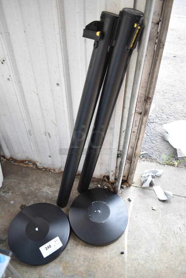 2 BRAND NEW SCRATCH AND DENT! Lancaster Table & Seating 164RS40BK Black 40" Crowd Control / Guidance Stanchion with 10' Retractable Belt - Image 1 of 8