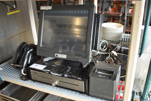ALL ONE MONEY! Lot of NCR 15" POS Monitor, NCR Model 7197-6001-9001 Receipt Printer, SmartPower Uninterruptible Power Supply, Metal Cash Drawer, Barcode Scanner and Telephone! - Image 2 of 10