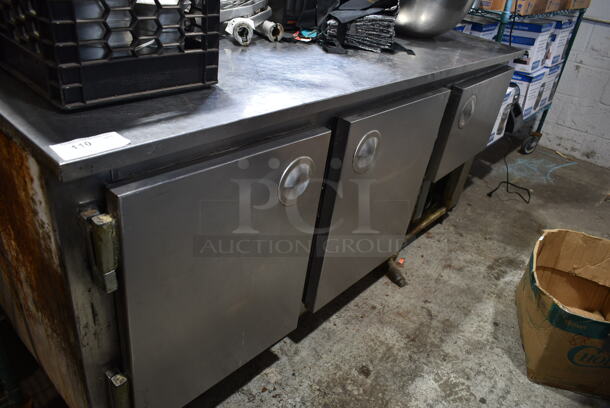 Leader LB72 Stainless Steel Commercial 3 Door Undercounter Cooler. 115 Volts, 1 Phase. Tested and Powers On But Does Not Get Cold
