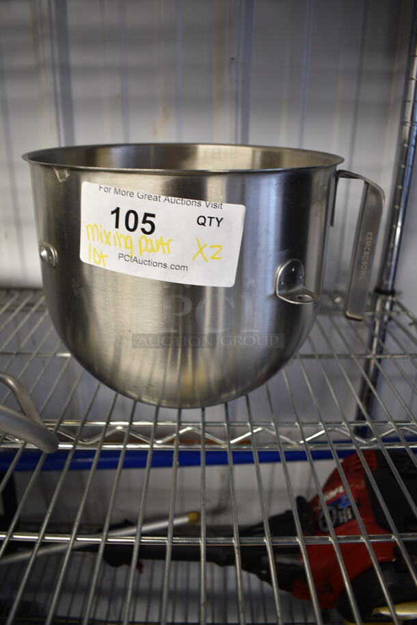 2 BRAND NEW SCRATCH AND DENT! Items; KitchenAid KSMC8QBOWL 8 Qt. NSF Stainless Steel Mixing Bowl with "J" Handle Commercial Stand Mixers and Metal Dough Hook Attachment. 2 Times Your Bid! - Image 3 of 5