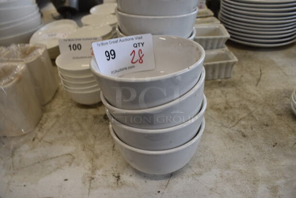 28 White Ceramic Bowls. 5x5x3. 28 Times Your Bid!