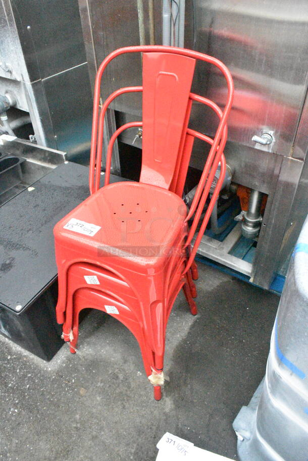 3 BRAND NEW SCRATCH AND DENT! Red Metal Tolix Style Chair. 3 Times Your Bid! - Image 3 of 3