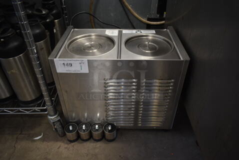 2021 Crathco D25-3 Stainless Steel Commercial Countertop Refrigerated Beverage Machine Base. Comes w/ 4 Feet. 115 Volts, 1 Phase. Tested and Powers On But Does Not Get Cold