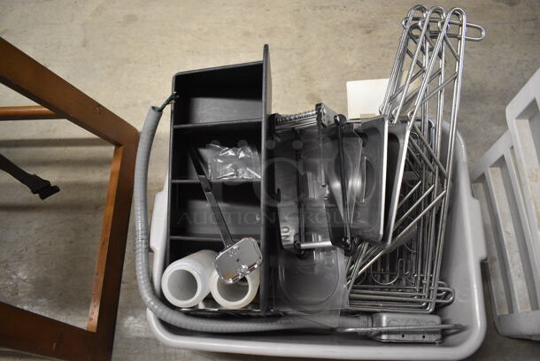 ALL ONE MONEY! Lot of Various Items In Gray Bus Bin and 2 Clear and White 3 Drawer Units!  - Image 3 of 4
