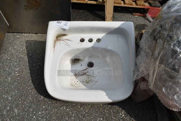 White Single Bay Wall Mount Sink.