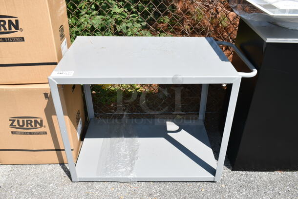BRAND NEW SCRATCH AND DENT! Lavex Gray Metal 2 Tier Cart. - Image 1 of 5