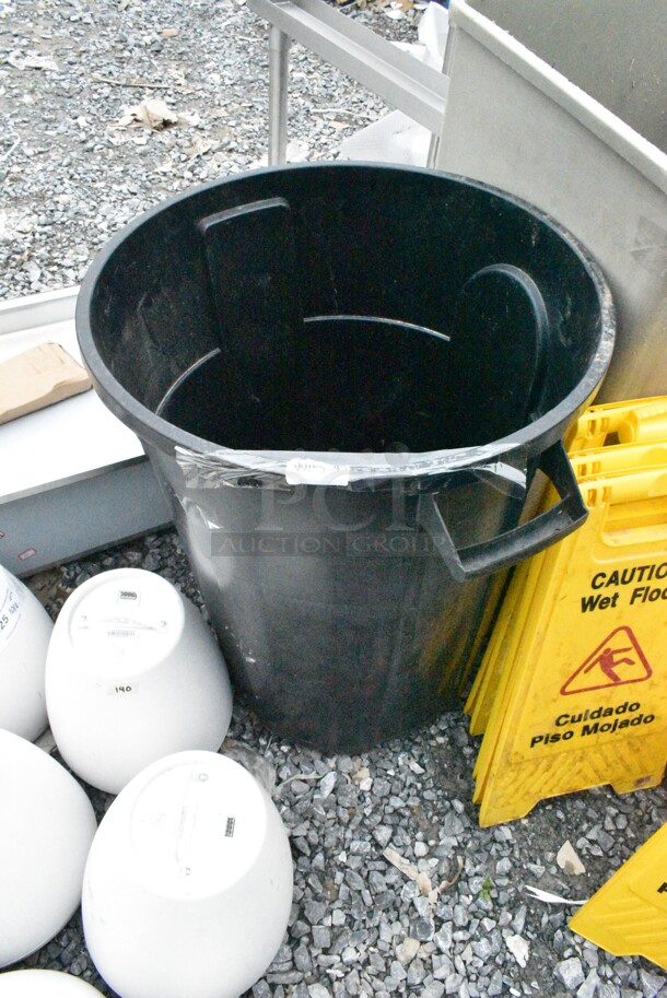 7 Various Items Including Trash Cans, Wet Floor Caution Signs. 19.5x19.5x35, 25x21x29.5, 12x24. 7 Times Your Bid! - Image 4 of 6