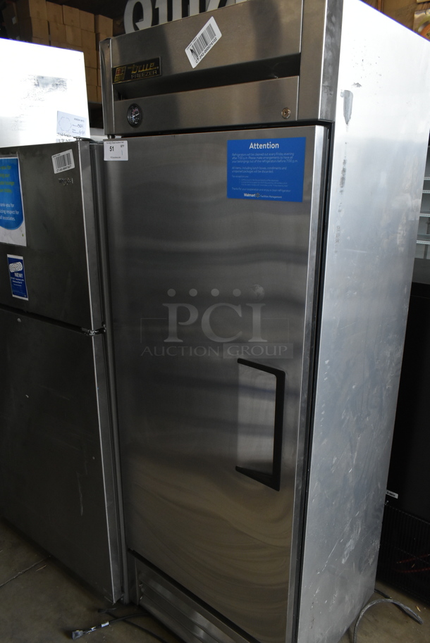 2016 True T-19F Stainless Steel Commercial Single Door Reach In Freezer w/ Poly Coated Racks. 115 Volts, 1 Phase. Tested and Working!