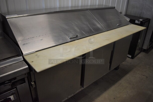 Beverage Air Model SP72-30M Stainless Steel Commercial Sandwich Salad Prep Table Bain Marie Mega Top on Commercial Casters. 115 Volts, 1 Phase. 72x37x46. Tested and Powers On But Does Not Get Cold