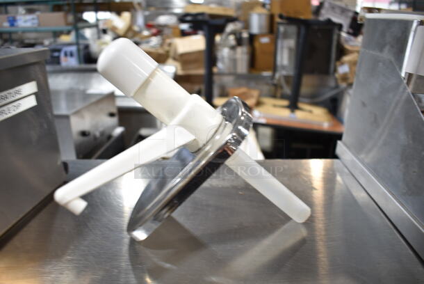 Stainless Steel Commercial Countertop Condiment Rail w/ 2 Pumps and 5 Bins.  - Image 4 of 5