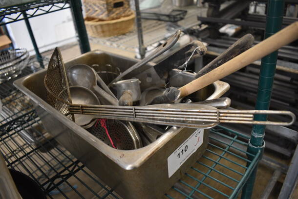 ALL ONE MONEY! Lot of Various Items Including Serving Spoons, Skimmer and Spatula in Metal Bin! - Image 2 of 4
