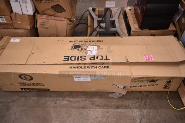 BRAND NEW SCRATCH AND DENT! Hoshizaki HNC-180BA-R-SLH Metal Commercial Countertop Sushi Display Case Merchandiser. Glass Has Crack. Tested and Does Not Power On
 - Image 2 of 6