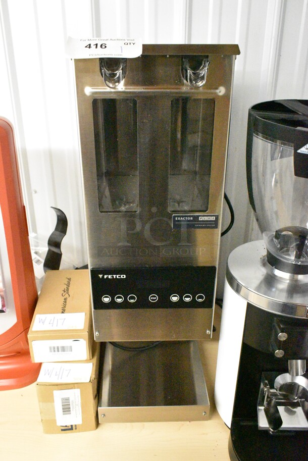 BRAND NEW SCRATCH AND DENT! Fetco GRS-1202 Stainless Steel 10 lb. Double Hopper Coffee Grinder. 120 Volts, 1 Phase. Tested and Working! - Image 2 of 9