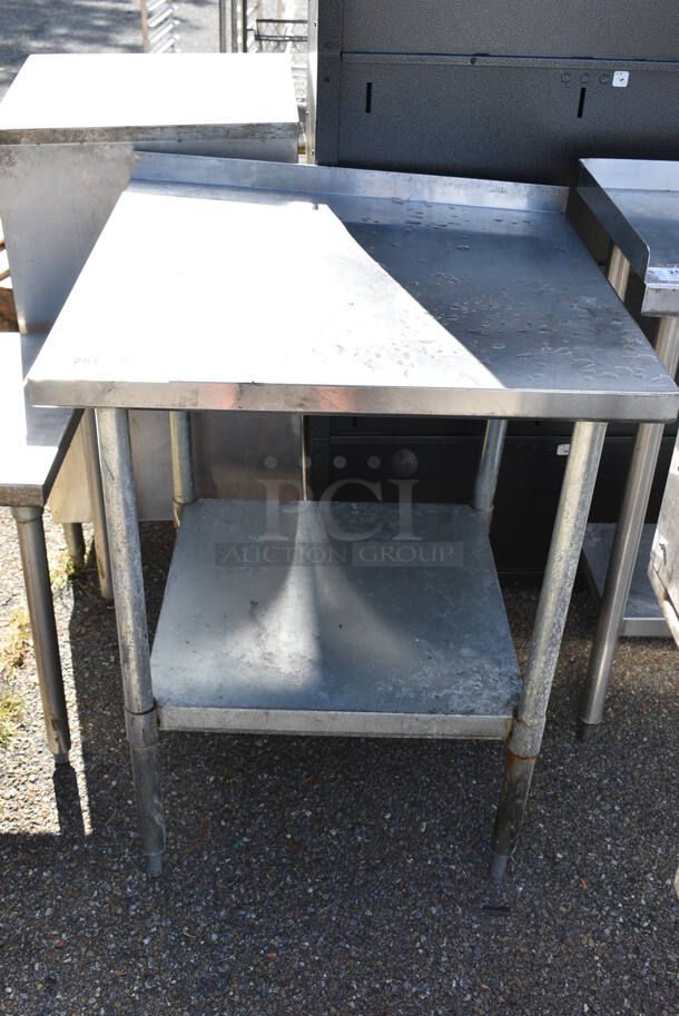 Stainless Steel Table w/ Back Splash and Metal Under Shelf. 30x30x37.5