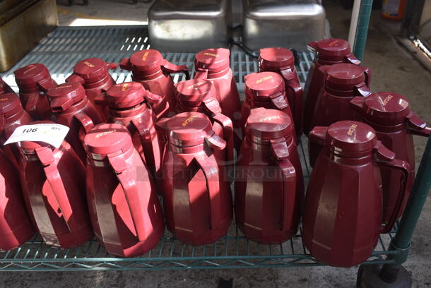 ALL ONE MONEY! Lot of 17 Maroon Poly Coffee Urns! 6x5x9.5 - Image 1 of 5
