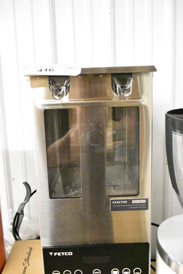 BRAND NEW SCRATCH AND DENT! Fetco GRS-1202 Stainless Steel 10 lb. Double Hopper Coffee Grinder. 120 Volts, 1 Phase. Tested and Working! - Image 6 of 9