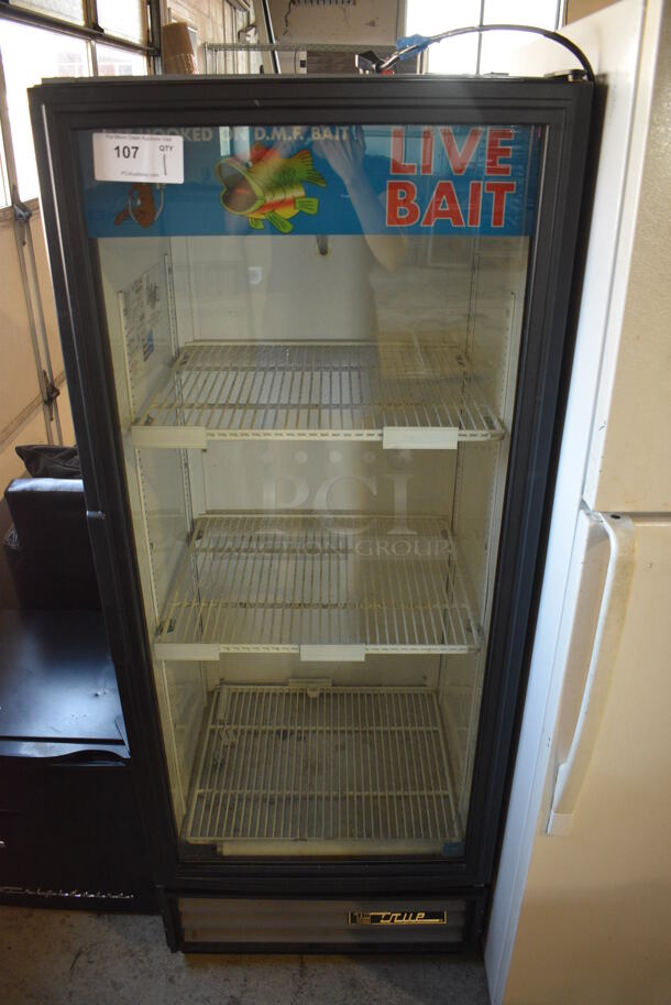 2012 True Model GDM-12 ENERGY STAR Metal Commercial Single Door Cooler Merchandiser w/ Poly Coated Racks. 115 Volts, 1 Phase. 25x23x63. Tested and Does Not Power On