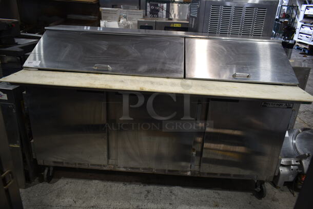 Beverage Air SP72-30M Stainless Steel Commercial Sandwich Salad Prep Table Bain Marie Mega Top on Commercial Casters. 115 Volts, 1 Phase. Tested and Working!