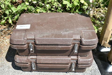 2 Carlisle WPC140 Brown Poly Insulated Catering Food Case. 2 Times Your Bid! 