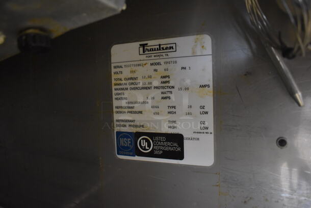 Traulsen VPS72S Stainless Steel Commercial Prep Table on Commercial Casters. 115 Volts, 1 Phase. 72x34x48. Tested and Does Not Power On - Image 8 of 8