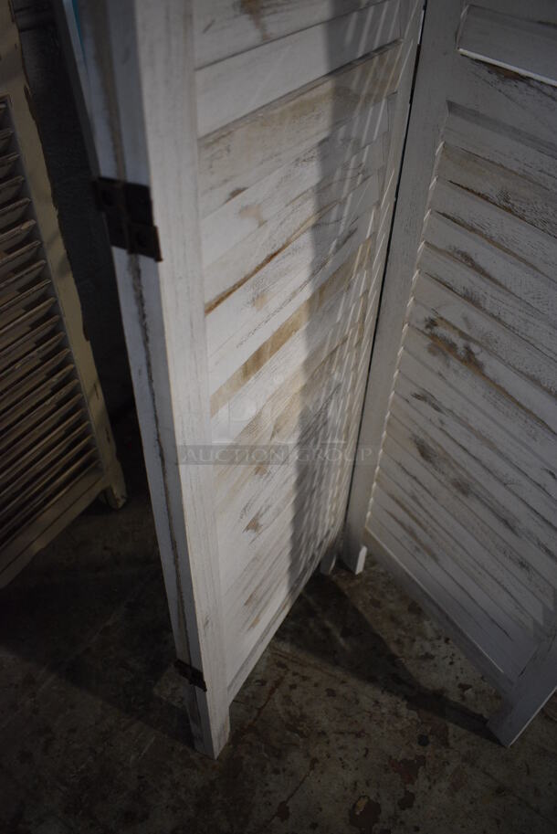 White Tri Fold Shutter Divider. Each Panel: 18x1x67 - Image 3 of 3