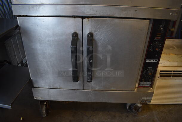 2 Hobart Stainless Steel Commercial Natural Gas Powered Full Size Convection Oven w/ Solid Doors, Metal Oven Racks and Thermostatic Controls on Commercial Casters. 40x33x69.5. 2 Times Your Bid! - Image 7 of 10