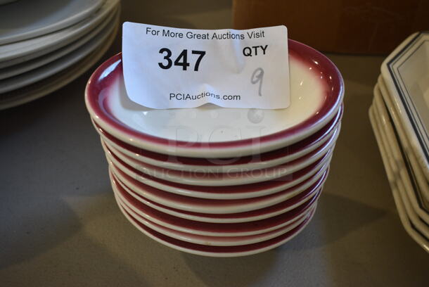 9 White and Red Poly Bowls. 5.5x4x1.5. 9 Times Your Bid!