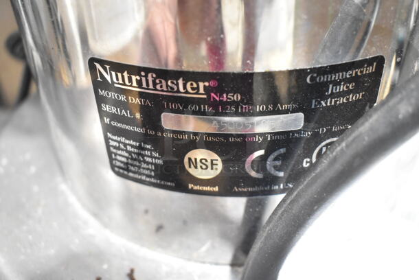 Nutrifaster N450 Stainless Steel Commercial Countertop Citrus Juicer. 110 Volts, 1 Phase. Tested and Does Not Power On - Image 6 of 6