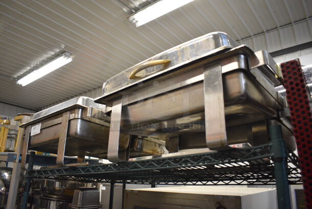 4 Metal Chafing Dish Frames w/ Drop Ins and Lids. 24x14x12. 4 Times Your Bid! - Image 4 of 4