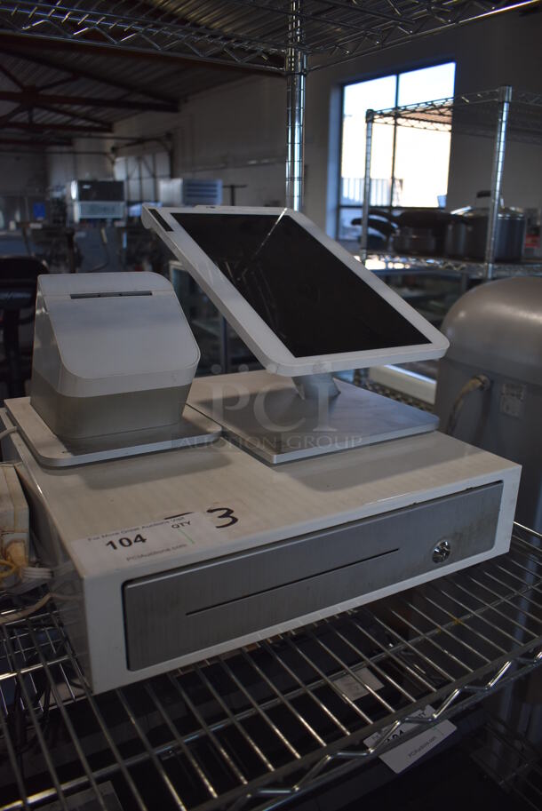 ALL ONE MONEY! Lot of Clover C500 14" POS Monitor, Clover P550 Metal Countertop Receipt Printer and Clover Metal Cash Drawer. - Image 2 of 6