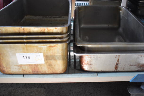6 Various Metal Full Size Bins; 4 Steam Table Drop Ins, Chafing Dish Bin and Drop In Bin. Includes 13x21x6. 6 Times Your Bid! - Image 4 of 5