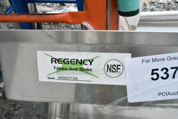 BRAND NEW SCRATCH AND DENT! Regency 600DDT36L 16 Gauge 3' Soiled / Dirty Dish Table - Left Drainboard - Image 6 of 6