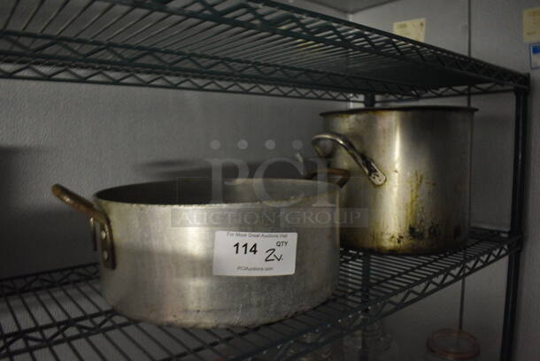 2 Various Metal Stock Pots. 18.5x14.5x6, 16x13x11. 2 Times Your Bid! (kitchen)