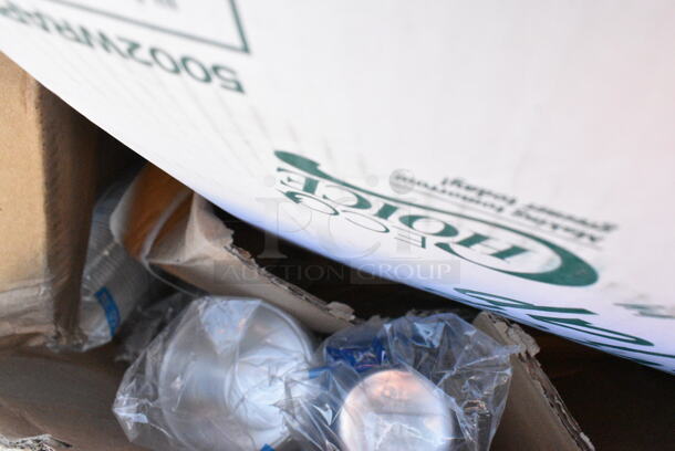 16 BRAND NEW Boxes Including 164VYCHAIRBK Lancaster Table & Seating Vineyard Series Smokey Black Outdoor Cross Back Chair, 5002WRAPNAPN EcoChoice WrapNap 2-Ply Natural Kraft 1/4 Fold Dinner Napkin 16" x 16" - 3000/Case, 164BMCAFEWHT Lancaster Table &amp; Seating Alloy Series Pearl White Outdoor Cafe Barstool, 164BMBKLSWHT Lancaster Table &amp; Seating Alloy Series Pearl White Outdoor Backless Barstool. 16 Times Your Bid!  - Image 7 of 12