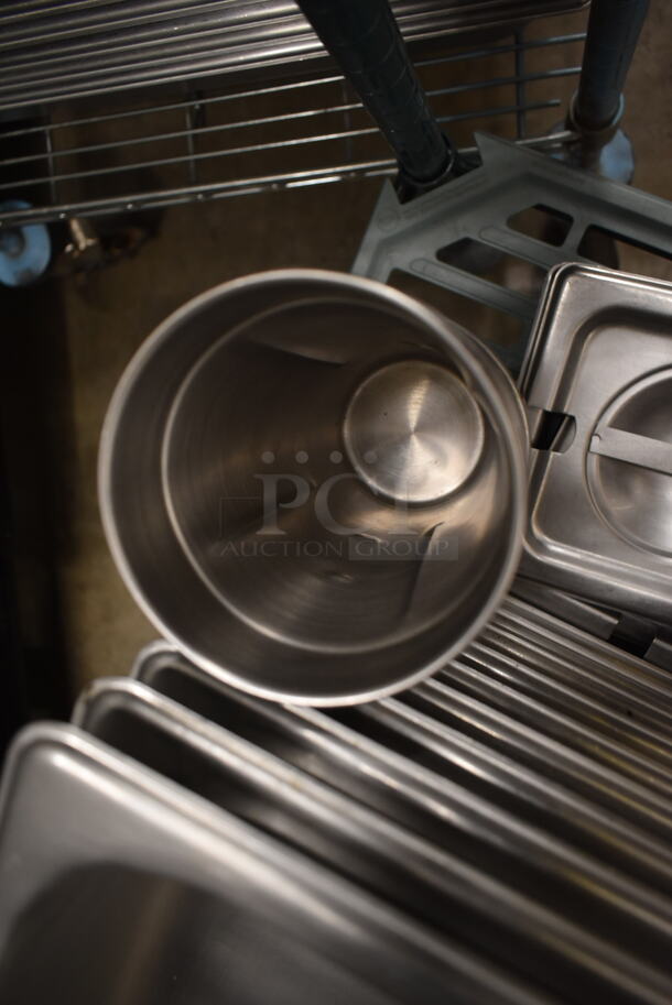 ALL ONE MONEY! Lot of Various Items Including Stainless Steel 1/3 Size Drop In Bin, 1/6 Size Drop In Bin Lids, Metal Mixing Cups and Utensils - Image 5 of 5