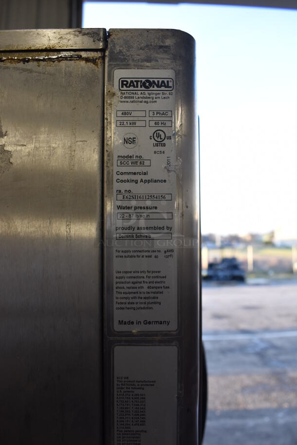 2 2016 Rational Stainless Steel Commercial Combitherm Self Cooking Center Convection Ovens on Commercial Casters. Top Model: SCC WE 62. Bottom Model: SCC WE 102. Picture of Unit Powered on is Included. 480 Volts, 3 Phase. 42x40x73. 2 Times Your Bid! - Image 3 of 6