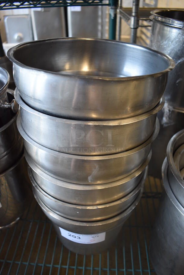 6 Stainless Steel Cylindrical Drop In Bins. 9.5x9.5x8. 6 Times Your Bid!