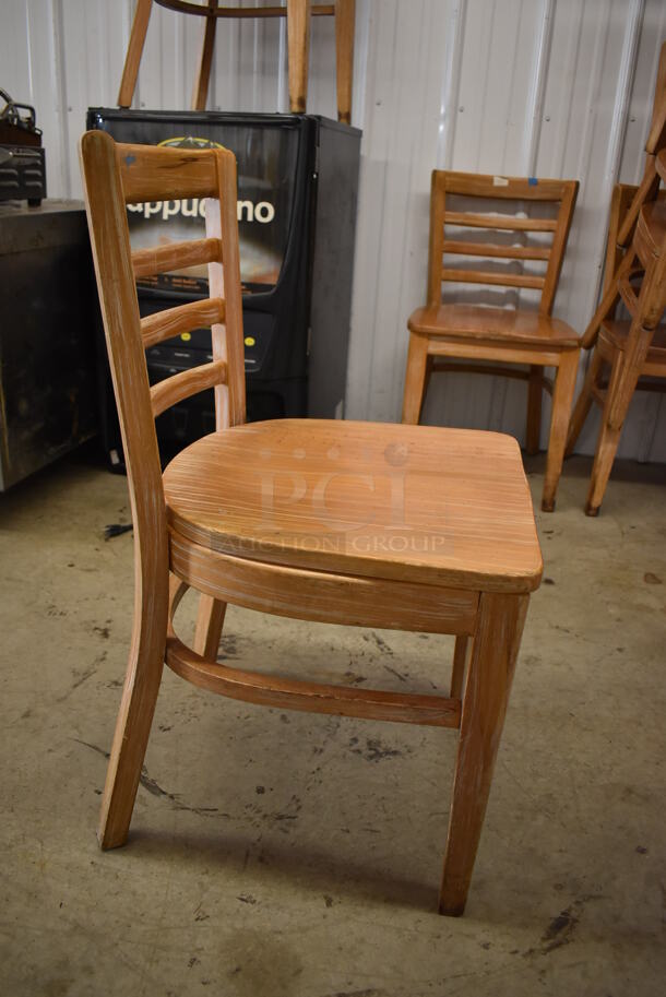 4 Wood Pattern Dining Chairs w/ Ladder Back Seats. 16x18x31. 4 Times Your Bid! - Image 5 of 6