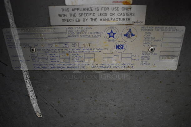 Garland M17B Stainless Steel Commercial Floor Style Natural Gas Powered Charbroiler Grill on Commercial Casters. 17x38x46 - Image 6 of 6