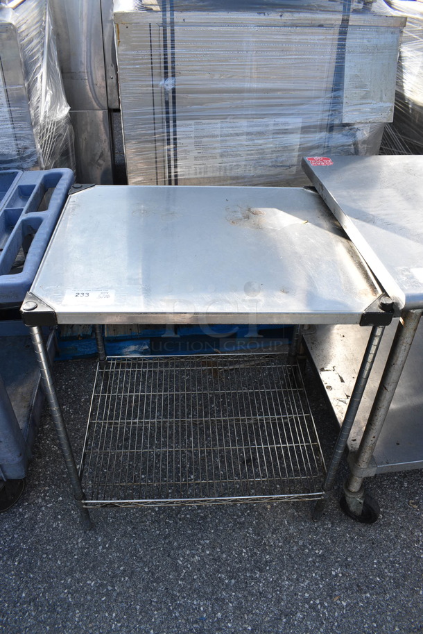 Utility Cart With Stainless Steel Top And Metro Style Undershelf On Galvanized Legs.