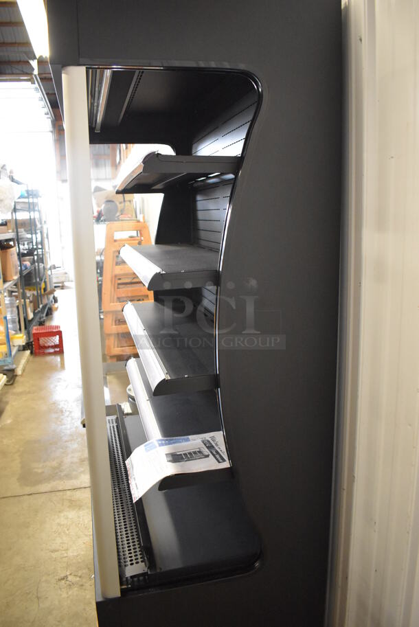BRAND NEW SCRATCH AND DENT! Avantco BVAC-46HC Metal Commercial Floor Style Black Refrigerated Air Curtain Merchandiser. Missing Right Side Glass. 46x26x82. Tested and Working! - Image 5 of 6
