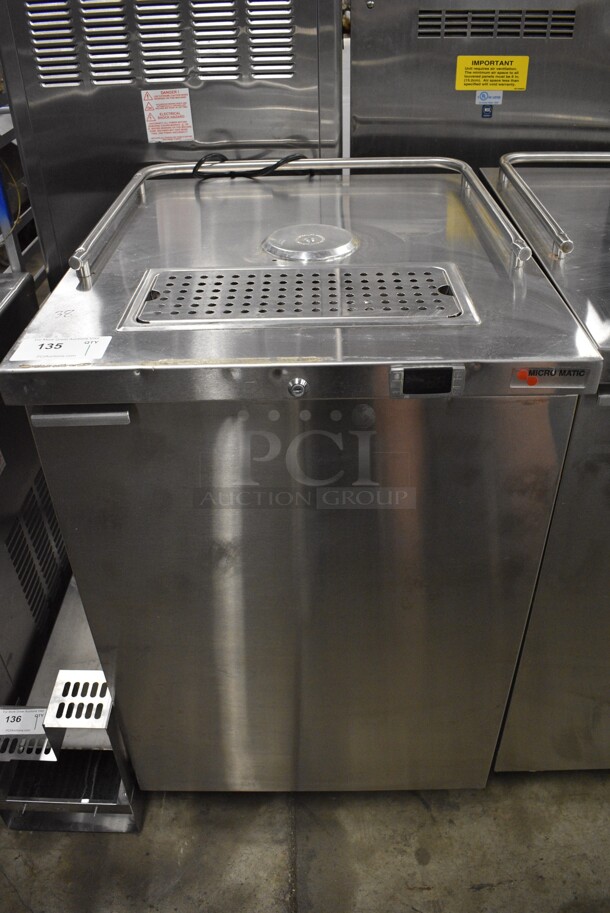 Micro Matic Model MDD-23SD E Stainless Steel Commercial Kegerator Cooler on Commercial Casters. 115 Volts, 1 Phase. 25x30x39.5. Tested and Working!