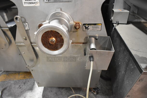 Hobart MG2032 Metal Commercial Floor Style Electric Powered Meat Mixer Grinder w/ Foot Pedal on Commercial Casters. 208 Volts, 3 Phase. Tested and Working! - Image 2 of 9