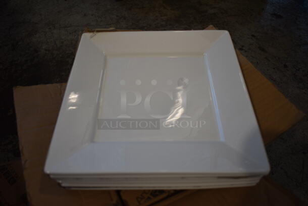 12 BRAND NEW IN BOX! Arcoroc White Ceramic Square Plates. 9x9x1. 12 Times Your Bid!