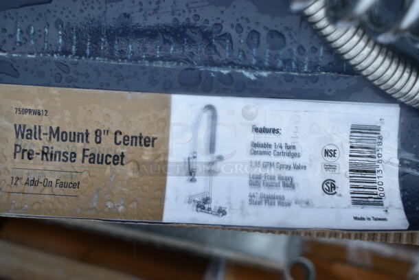 2 BRAND NEW SCRATCH AND DENT! Items Including Waterloo 750PRW612  1.15 GPM Wall-Mounted Pre-Rinse Faucet with 8" Centers and 12" Add-On Faucet. 2 Times Your Bid!  - Image 8 of 8